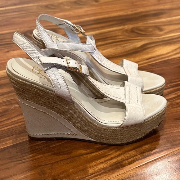 BCBG White and Tan Wedge Sandals, 7 - Picture 1 of 5